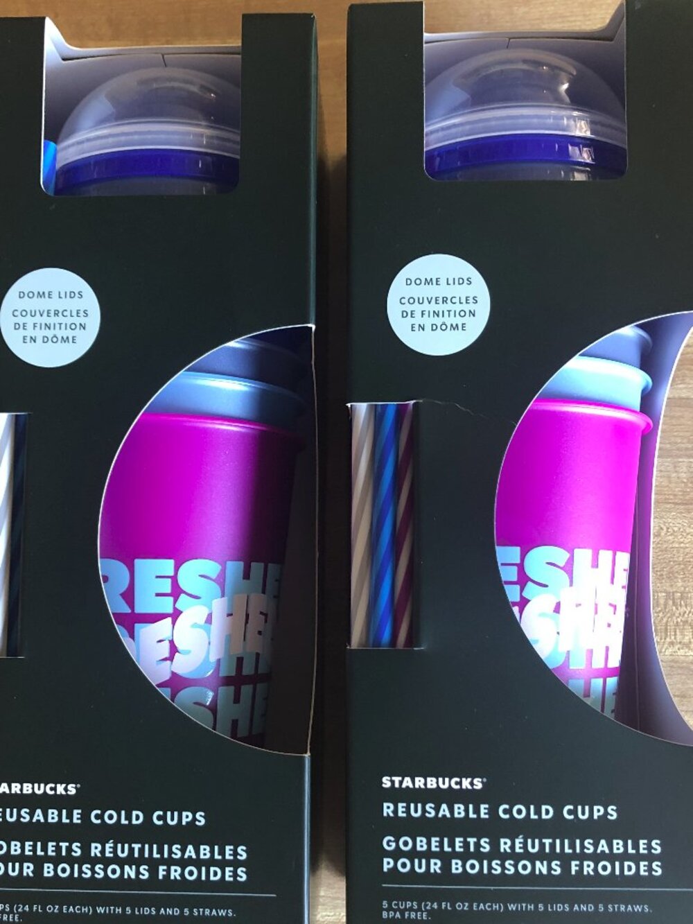 Starbucks Reusable Cold Cups - 2 Sets of 5 Cups with Lids and Straws